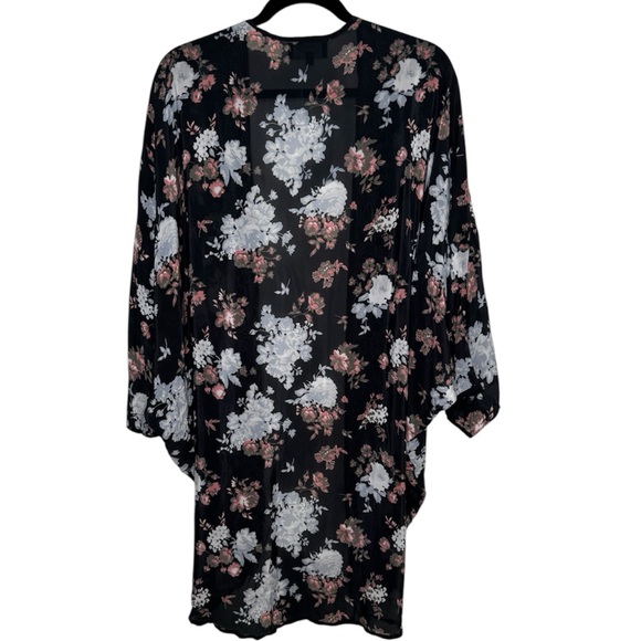 Feathers by Tolani floral print open sheer long line cardigan whimsigoth boho - Picture 2 of 6